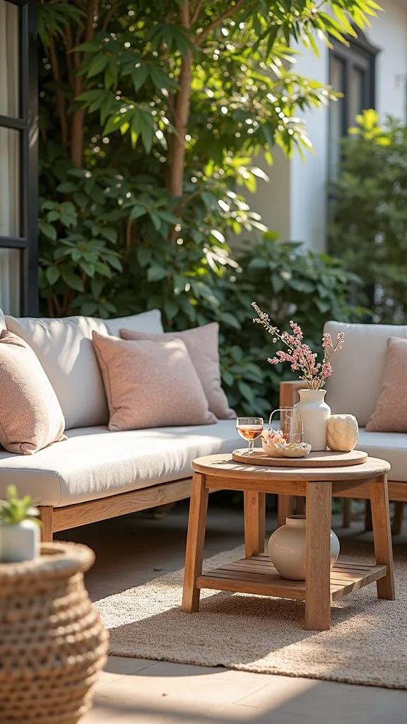 Use outdoor cushions to make the bistro set feel lounge-worthy