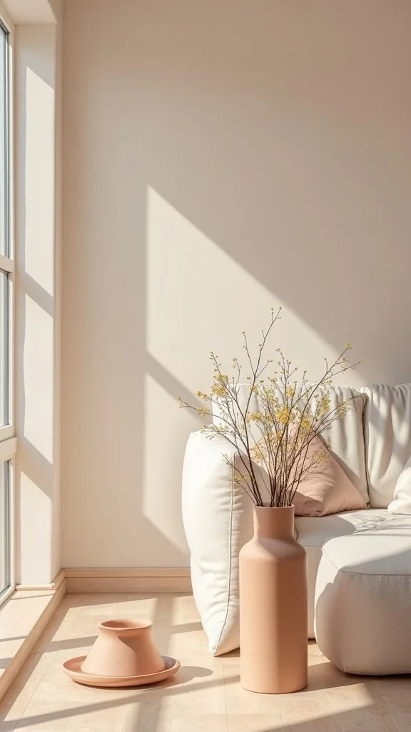 Use a color story: 2 neutrals + 1 spring accent