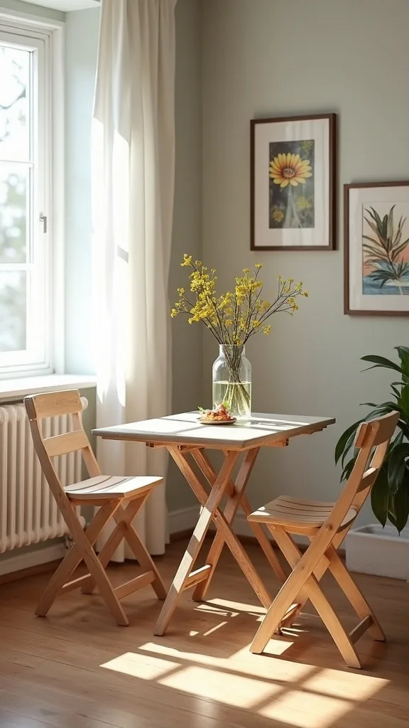 Add a folding bistro table that disappears when you need space