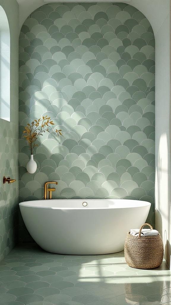 Scallop Tile in Muted Green for a Friendly, Modern Curve