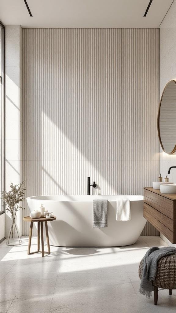 Ribbed or Fluted Tile for Subtle Texture Without Pattern Clutter