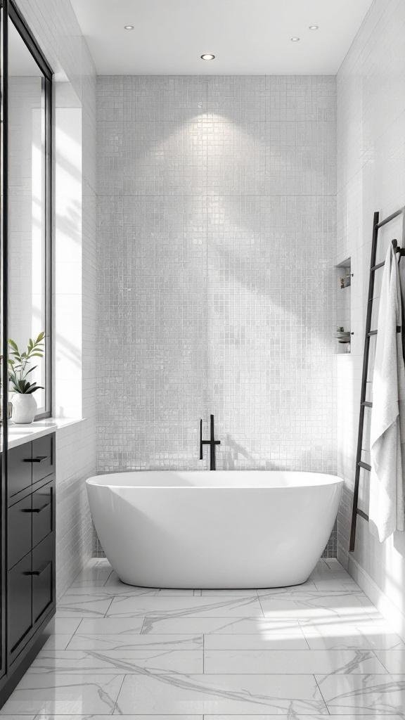 Mirror-Polished Tile Only in the Niche for a Bright Pop