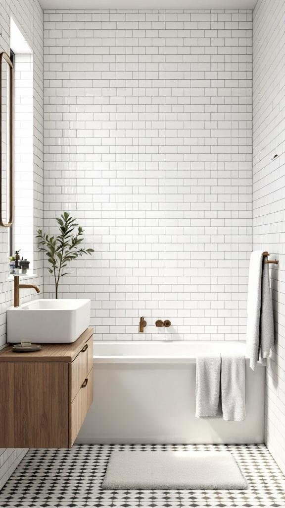 Classic White Subway Tile, But With a Warm Off-White Grout