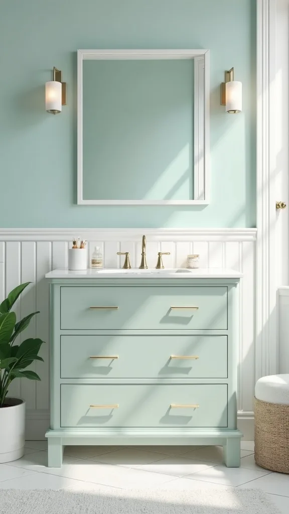 Paint the Vanity a Spring Sage or Soft Blue