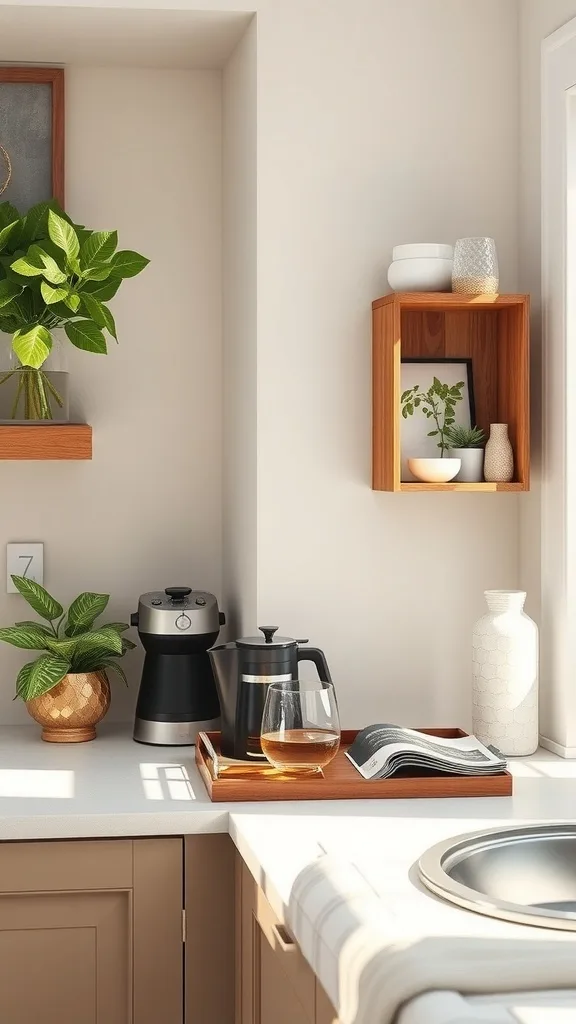 Create a Coffee Station Corner with a Tray and Vertical Storage