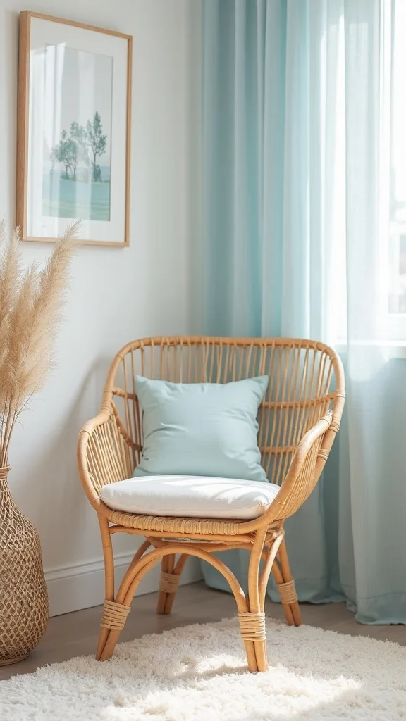 Create a mini reading nook with a rattan chair