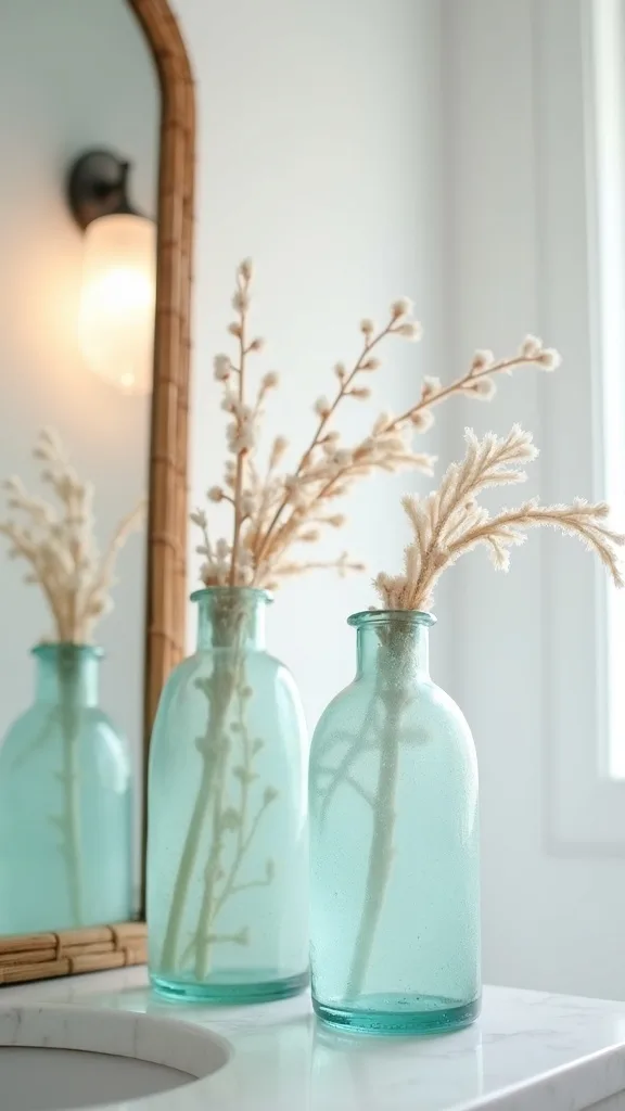 Style sea glass vases like tiny coastal “light catchers”