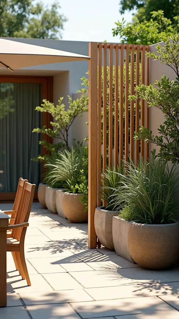Add a Wind Break with Planters or a Slatted Screen