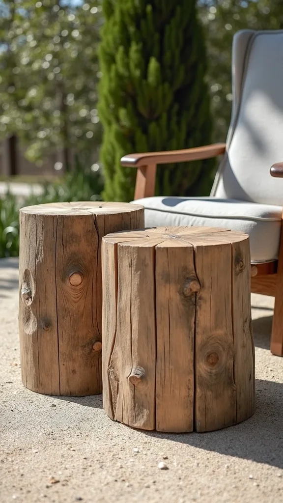 DIY Side Tables: Stumps, Crates, or Concrete Pavers on Blocks