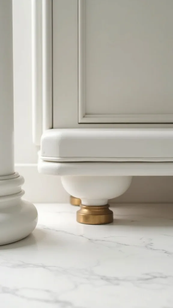 Matte-White Cast-Iron Clawfoot with Brass and Marble