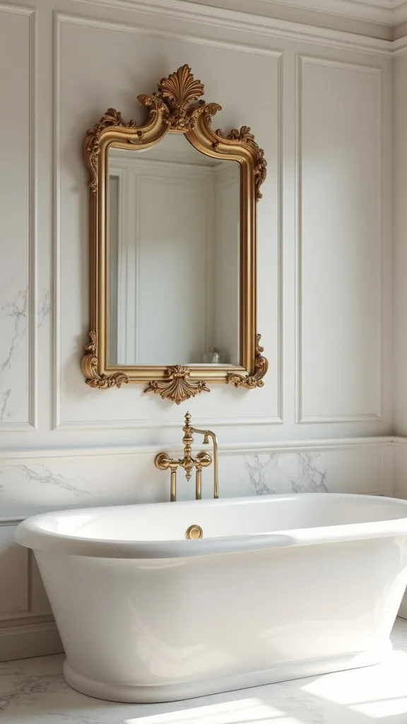 A Statement Mirror to Reflect the Tub’s Silhouette