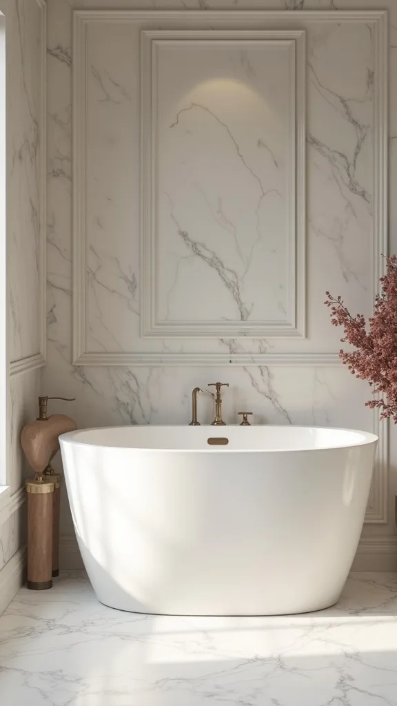 Discreet Storage That Keeps the Tub Area Serene