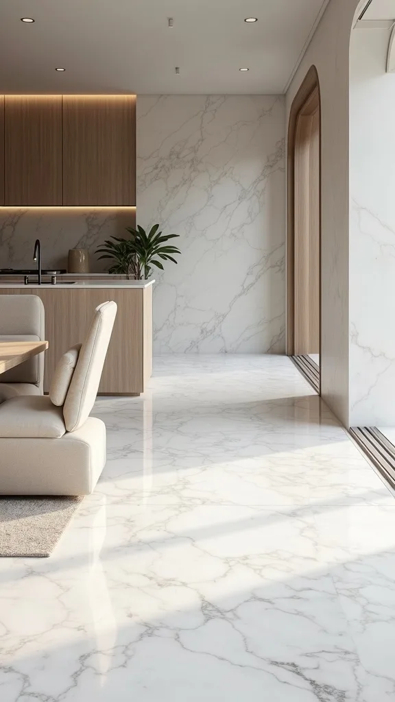 A Marble-Look Floor That Feels Grand but Livable
