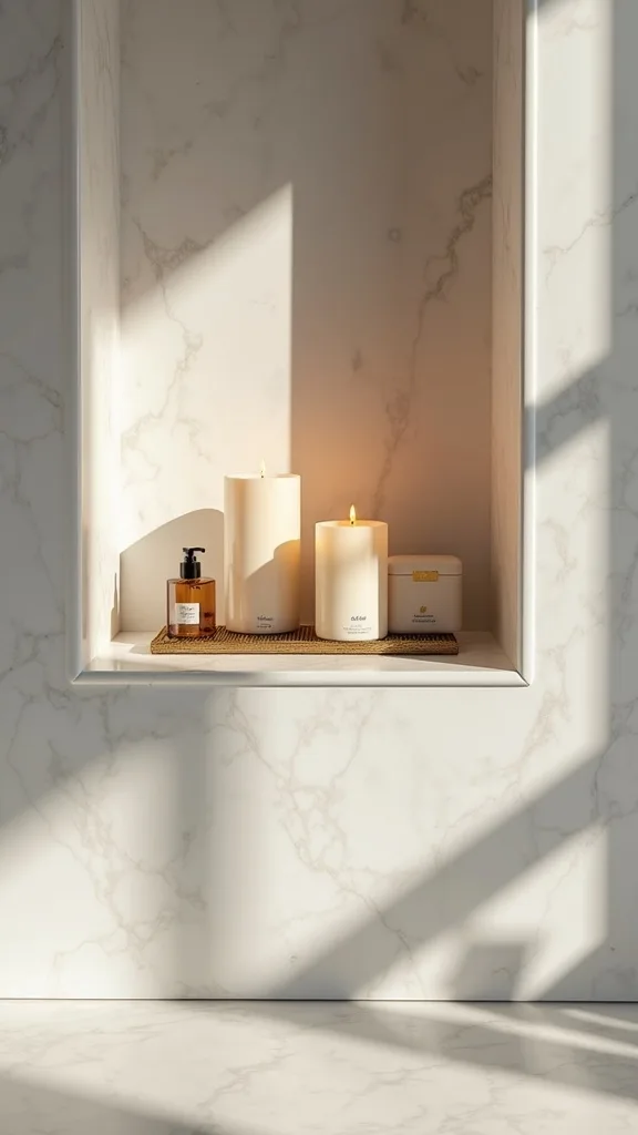 A Built-In Ledge for Candles and Bath Essentials