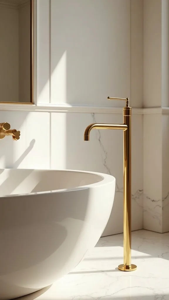 Brass Floor-Mounted Faucet as Jewelry for the Room