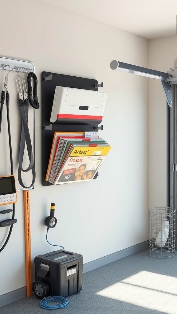 Install a wall-mounted file pocket for active projects only