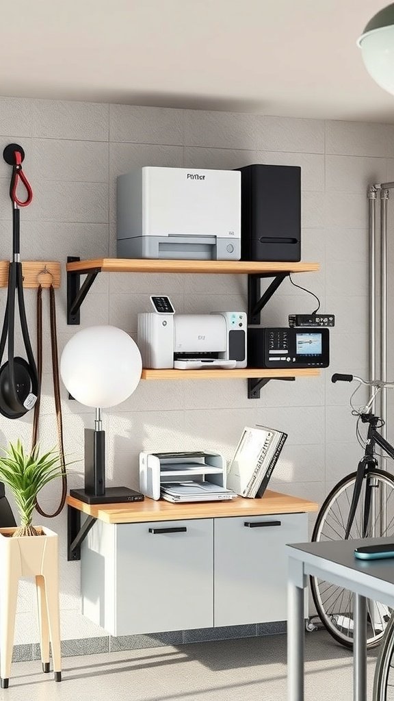 Add a small “print station” shelf with paper stored vertically