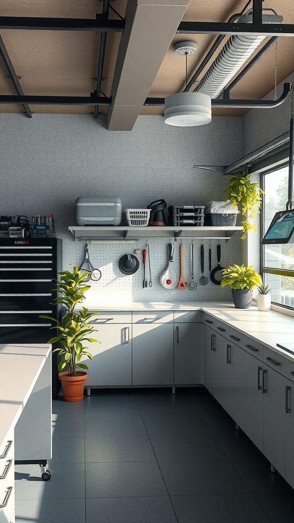 Add a small plant or faux greenery to soften the garage feel