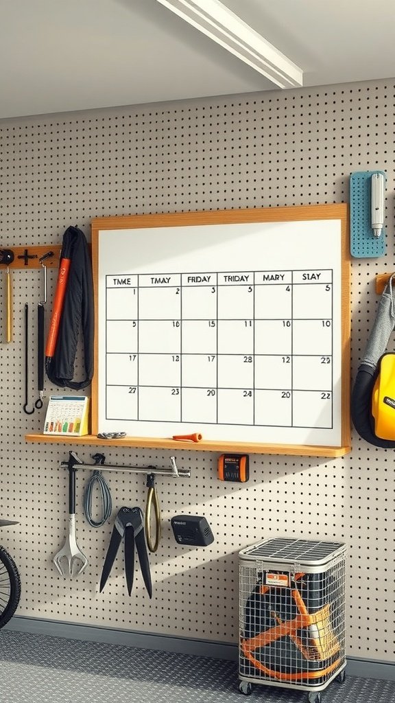 Use a whiteboard or weekly planner board on the pegboard frame