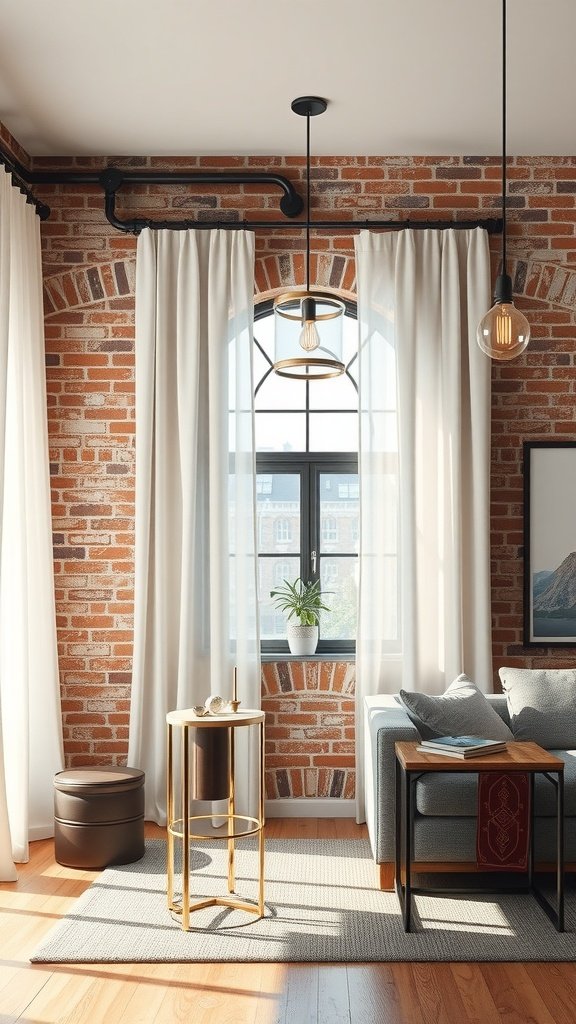 Use Sheer Curtains to Let Spring Light Hit the Brick