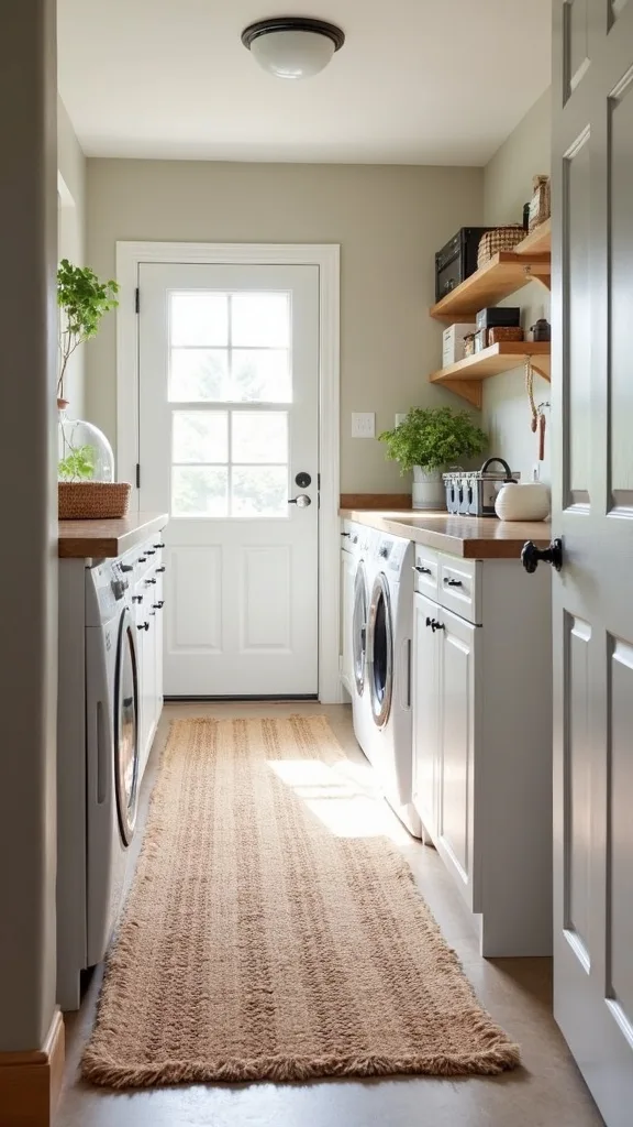 Add a Small Rug Runner to Warm Up the Garage Laundry Zone