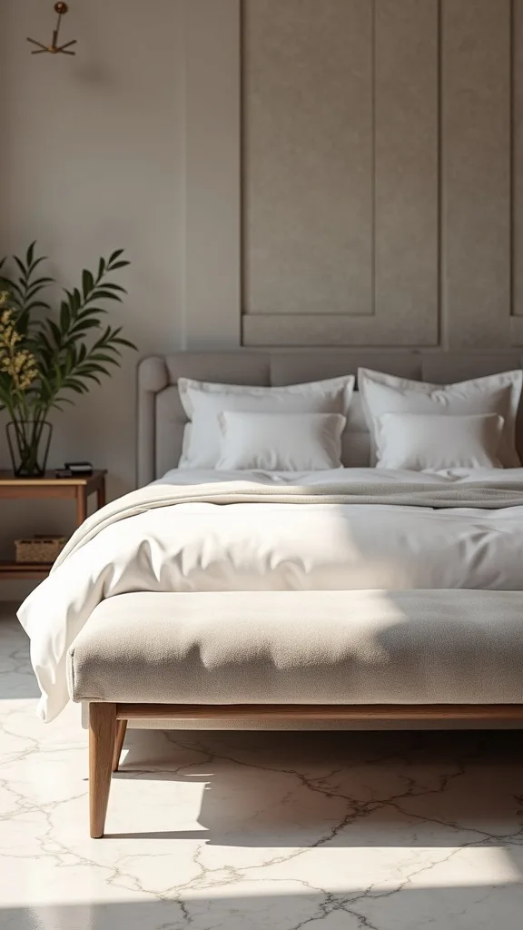 An Upholstered Bench at the Foot of the Bed