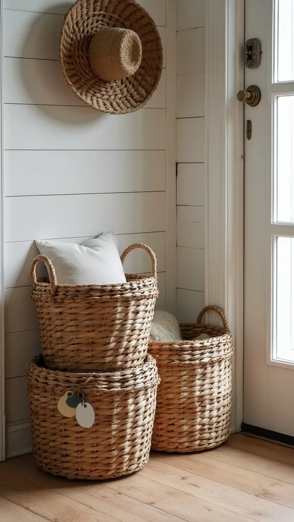 Use baskets as beautiful storage (and hide the everyday stuff)