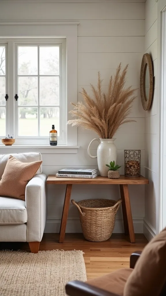 Use a console table behind the sofa to add function without bulk