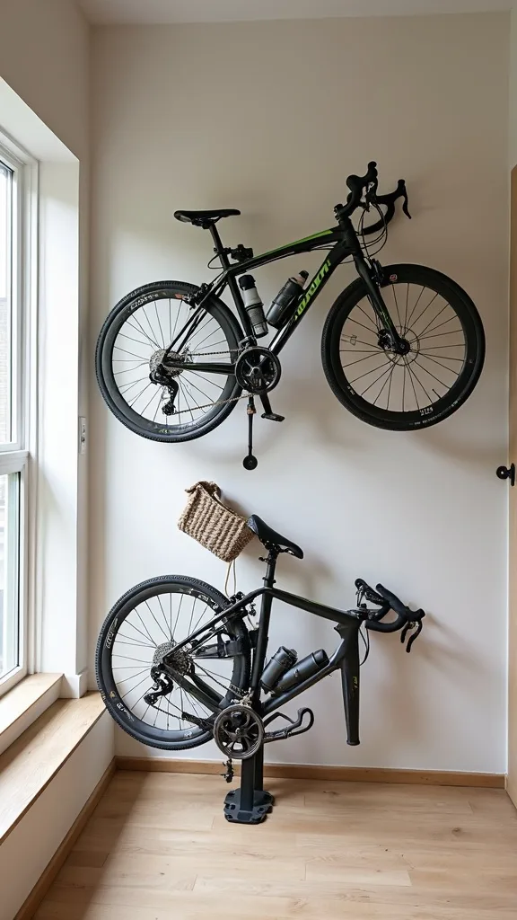 Folding Wall Bike Rack for Weekly “Park the Car” Flexibility