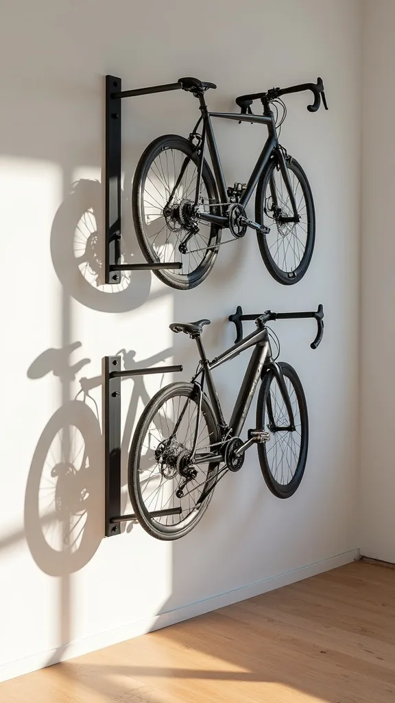Wall Mounted Bike Rack Rail System for Adjustable Spacing