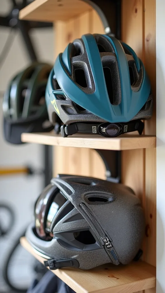 Helmet Shelf with Built-In Glove and Sunglasses Bins