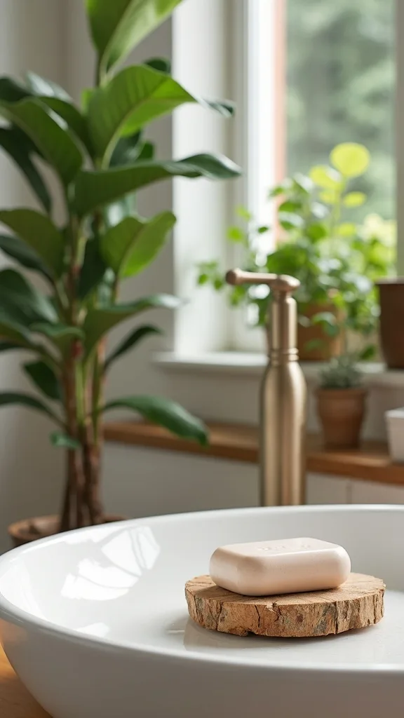 Add a Stone or Wood Soap Dish to Echo Outdoor Materials