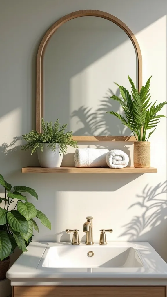Install a Simple Floating Shelf for Rolled Towels and Ferns