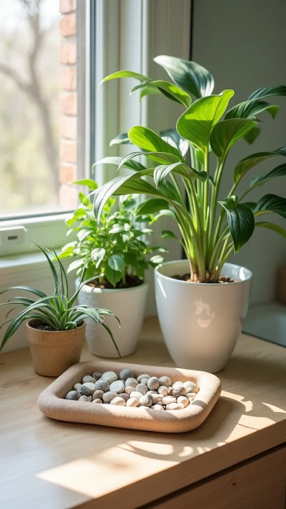 Use a Pebble Tray to Catch Drips and Add Nature Texture