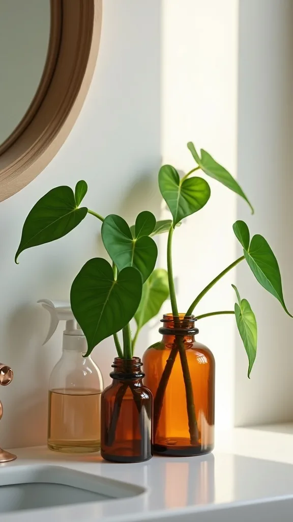 Propagate Pothos Cuttings in Amber Bottles for Budget-Friendly Decor