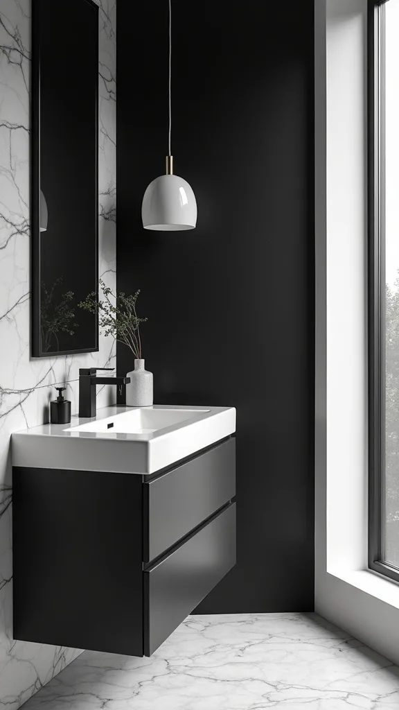 Flip it: try a black accent wall behind the vanity