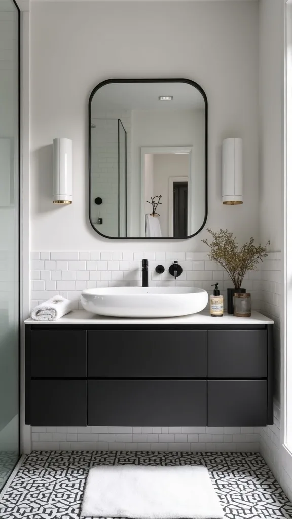 Add a black vanity (or paint one) for instant contrast