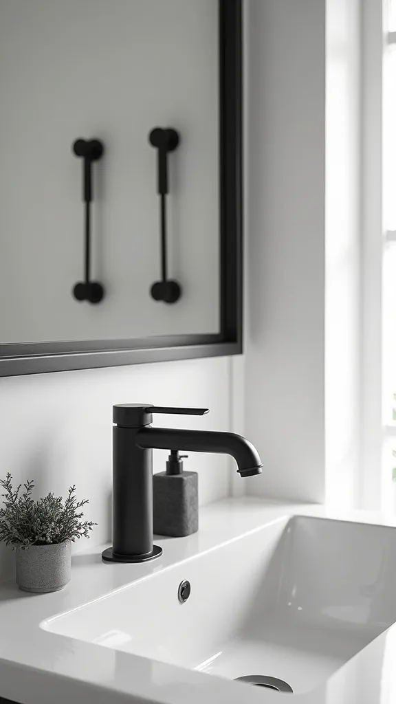 Swap in matte black towel bars and hooks for an instant refresh