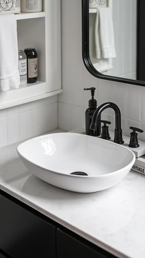 Introduce a small chrome tray to organize the vanity like a pro