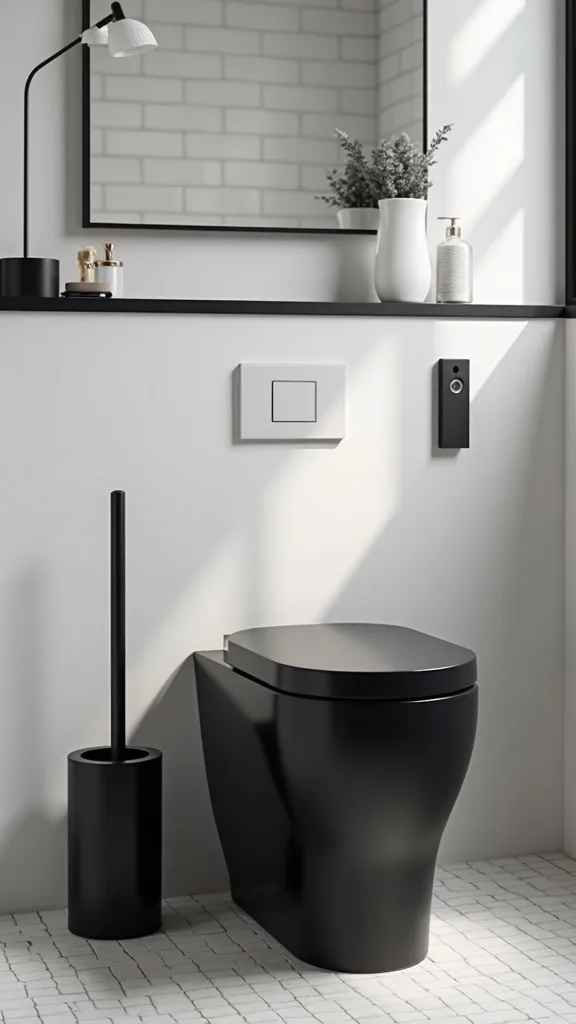 Try a black toilet brush and waste bin set (the unglamorous upgrade)