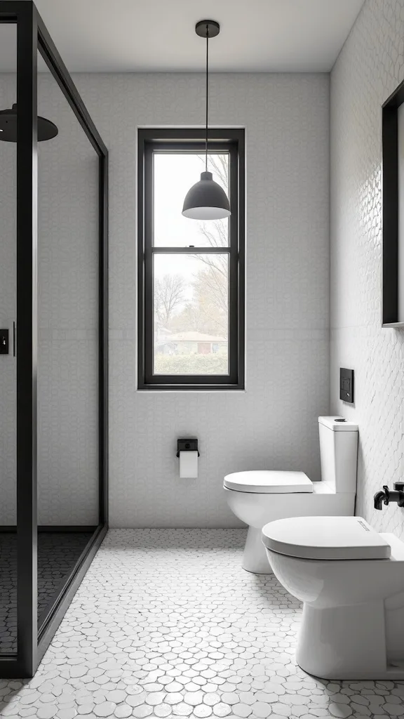 Choose a hex floor that hides dust and adds instant texture