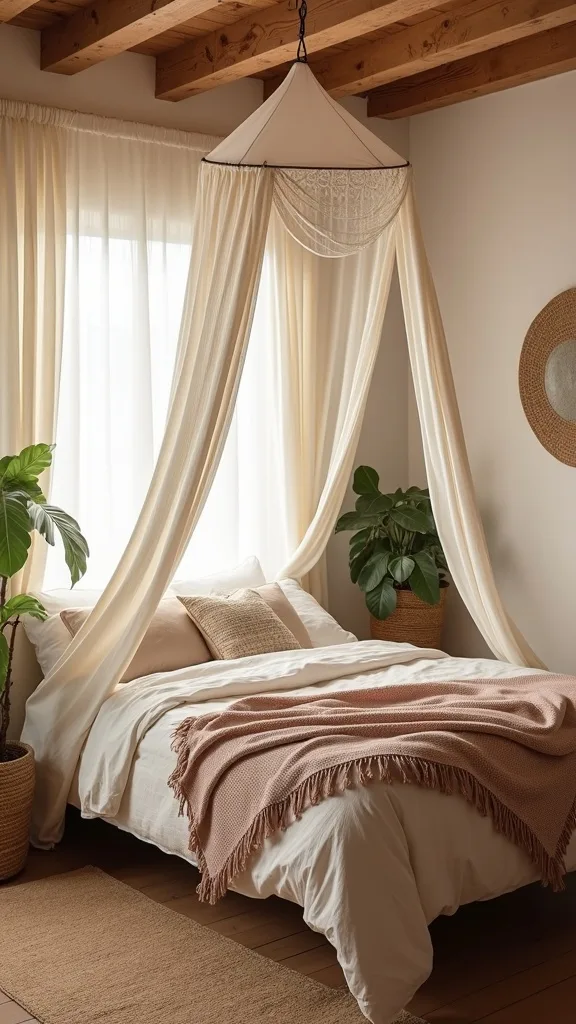 Curtain-rod canopy mounted to the wall for easy install