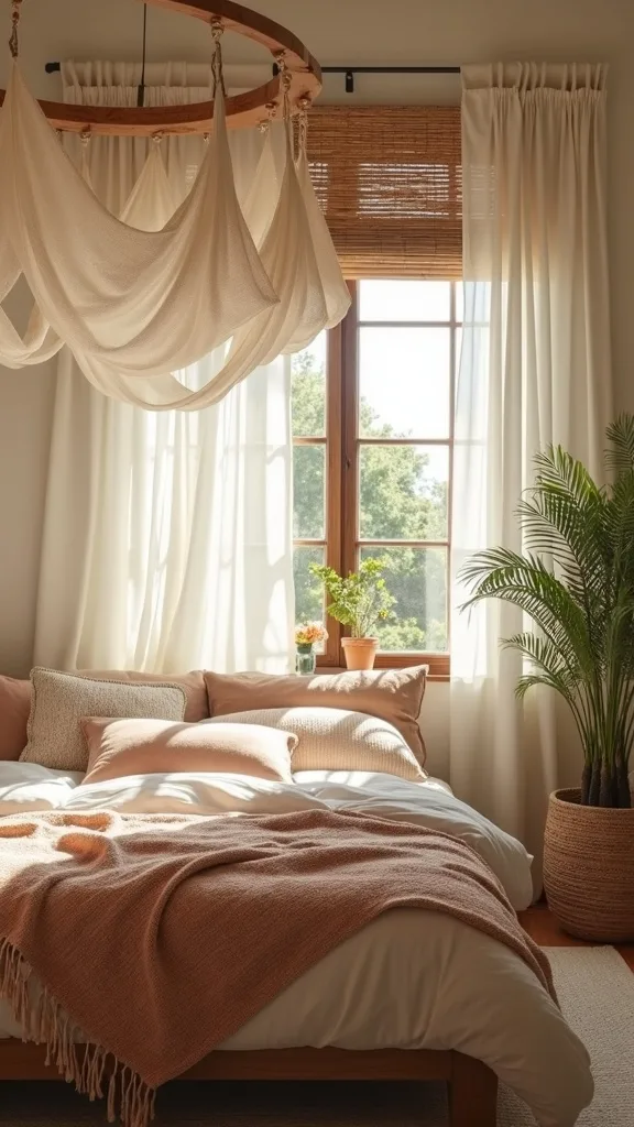 Canopy + bamboo shades for a breezy summer bedroom aesthetic