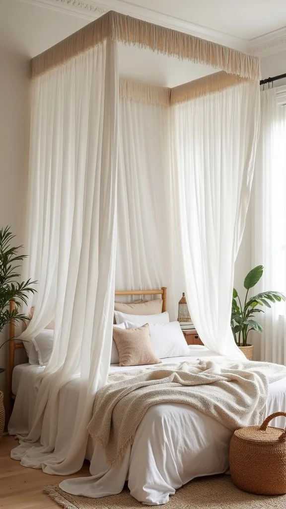 All-white canopy done the boho way (texture over starkness)