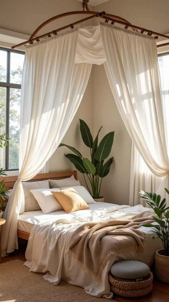 No-drill hoop canopy for renters (with removable ceiling hooks)
