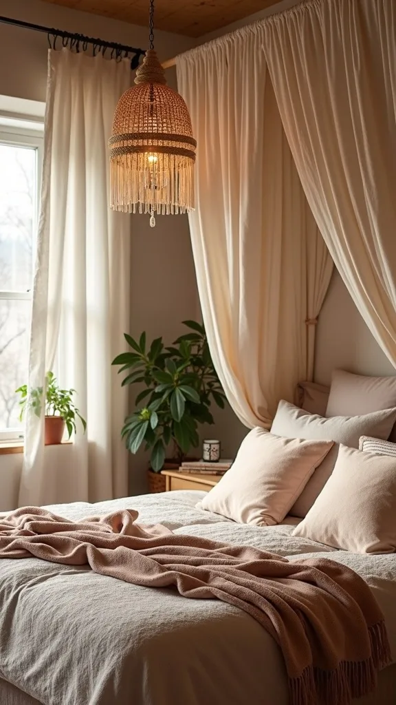 Canopy with scarf draping for a quick weekend refresh