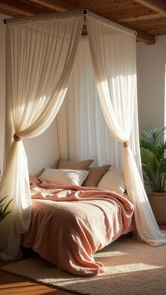 Wall-to-wall curtain track canopy for a hotel-soft backdrop