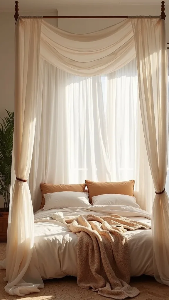 Layered sheers + cotton gauze for a fuller, cloudier canopy