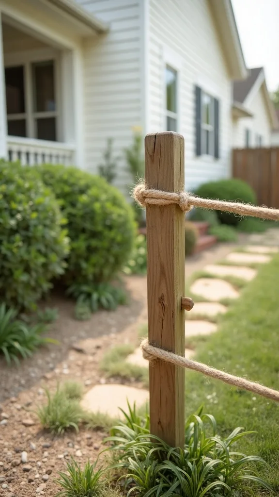 Simple Rope-and-Post Boundary (Cheap Front Yard or Side Yard Marker)