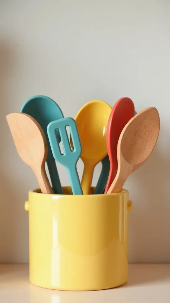 Use a Colorful Utensil Crock (But Limit What Goes In It)